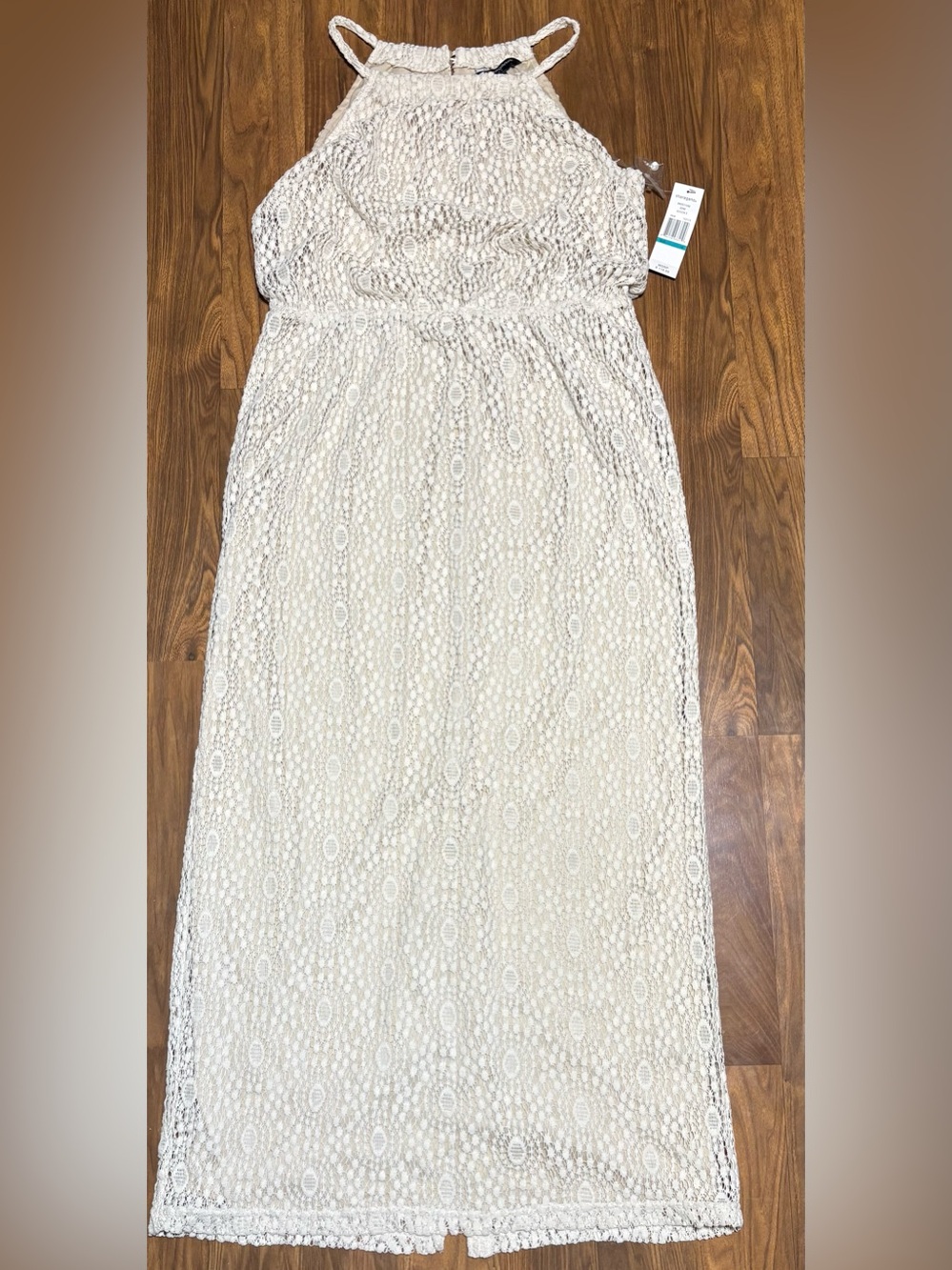 Sharagano Beige Lace Maxi dress